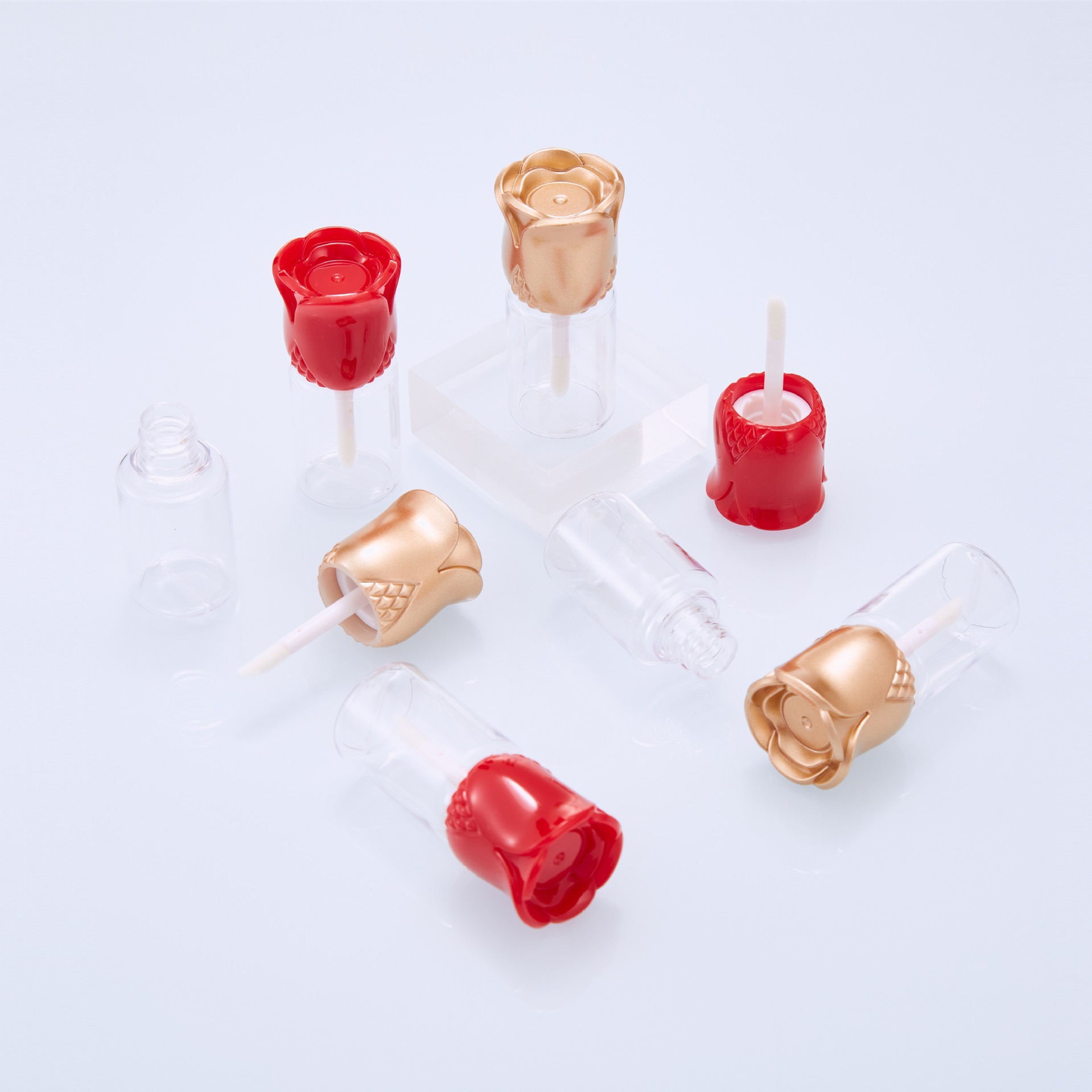 Rose DIY lip glaze tube lipstick empty tube injection molded transparent lip gloss tube cosmetic tube supply manufacturer wholesale