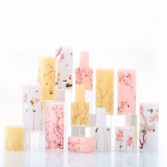 Elegant frosted translucent square lipstick tube Chinese style fresh classical 3D printed magpie flower and bird lipstick shell