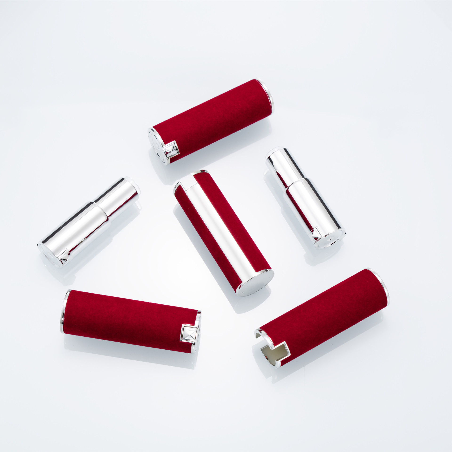 Round lipstick tube empty tube red velvet lambskin lipstick tube DIY homemade lipstick lipstick tube