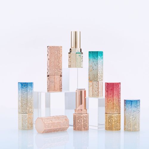 DIY lipstick tube octagonal relief gradient carved lipstick tube 12.1mm caliber retro Chinese style lipstick empty tube