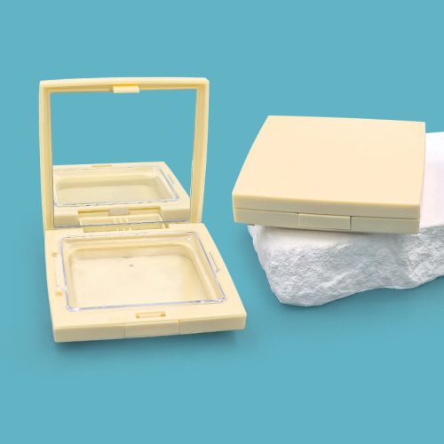 Square cream yellow flip powder box blush box highlight box with mirror DIY packaging box packaging material
