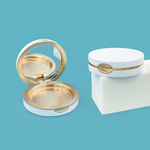 Custom magnetic buckle round powder box eyeshadow box contour concealer palette makeup cosmetics packaging material