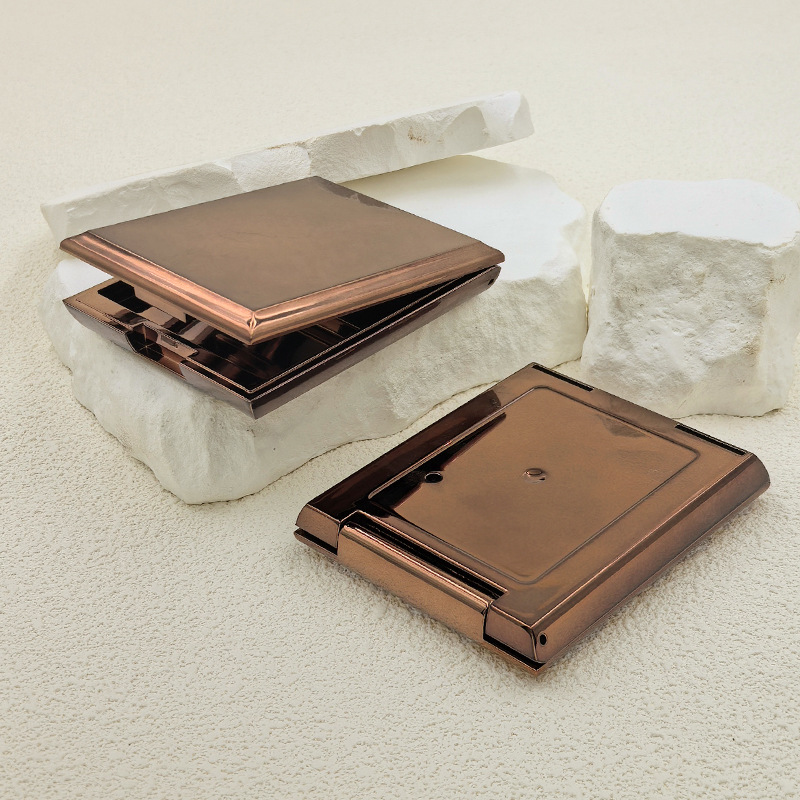 Square buckle double-grid powder box packaging material 8g high-gloss contouring plate with mirror blush box empty box makeup