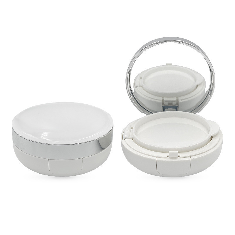 Round curved white silver edge air cushion packaging empty box BB cream packaging box sunscreen packaging