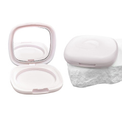 White flip cover with mirror monochrome powder box plastic loose powder makeup box high gloss contour blush packaging