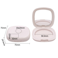 White flip cover with mirror monochrome powder box plastic loose powder makeup box high gloss contour blush packaging