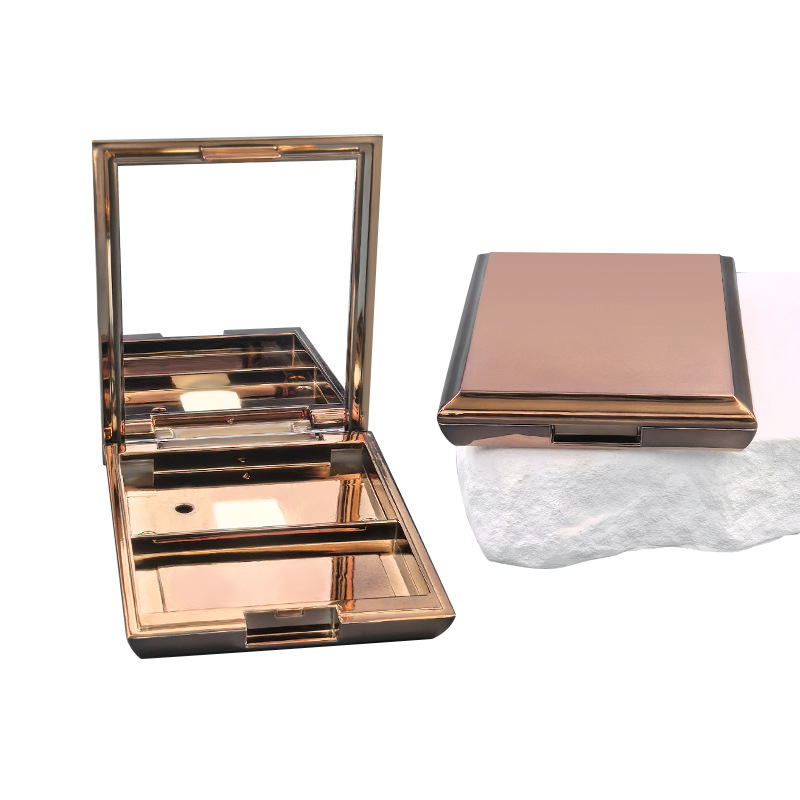 Square buckle double-grid powder box packaging material 8g high-gloss contouring plate with mirror blush box empty box makeup
