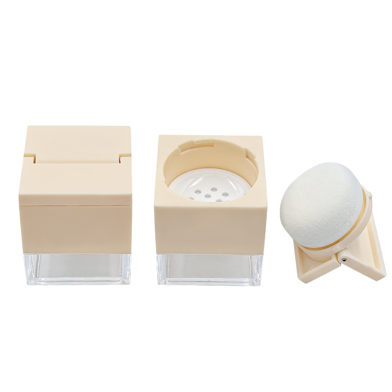 Wholesale square 5g flip cover elastic medium loose powder box loose powder packing cosmetic loose powder box