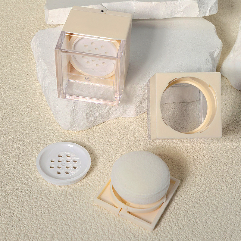 Wholesale square 5g flip cover elastic medium loose powder box loose powder packing cosmetic loose powder box