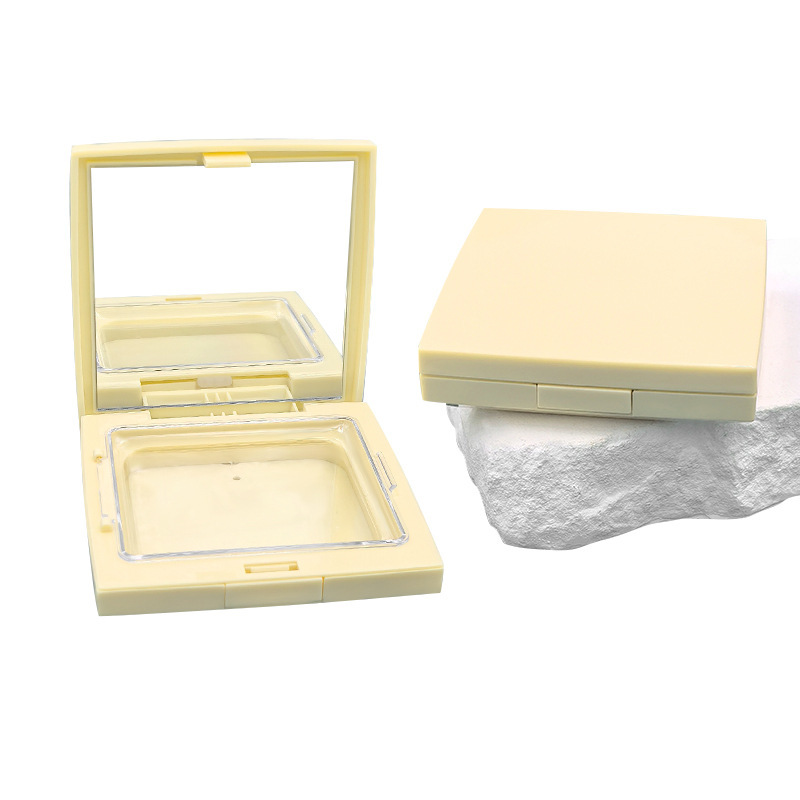 Square cream yellow flip powder box blush box highlight box with mirror DIY packaging box packaging material