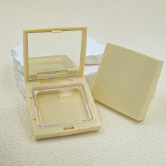 Square cream yellow flip powder box blush box highlight box with mirror DIY packaging box packaging material