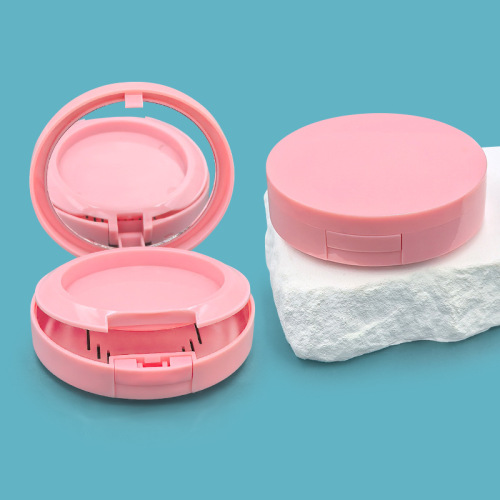 Hot selling round double layer powder blush two in one highlight powder box contour empty box blush box makeup packaging material