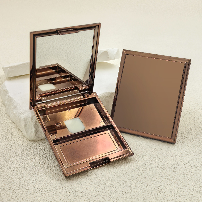 Square buckle double-grid powder box packaging material 8g high-gloss contouring plate with mirror blush box empty box makeup