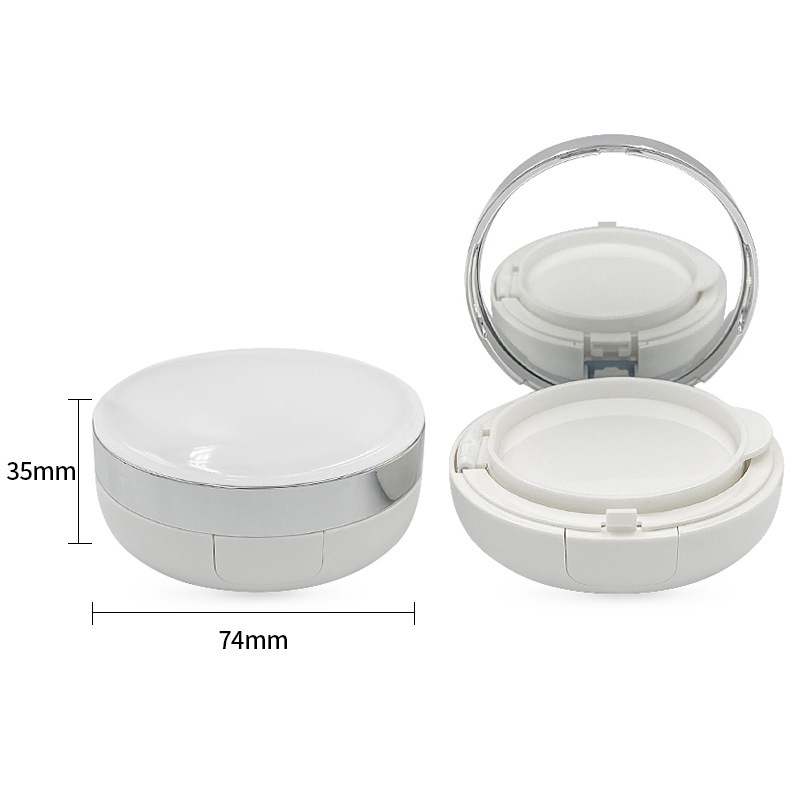 Round curved white silver edge air cushion packaging empty box BB cream packaging box sunscreen packaging