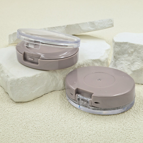 Double layer oval powder box flip cover with mirror oil control makeup powder box blush highlighter packaging box