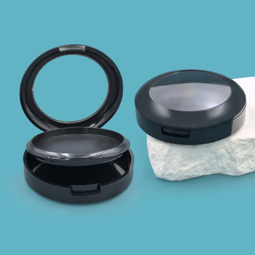 Double layer powder box transparent skylight 59mm inner diameter powder box with mirror and powder puff