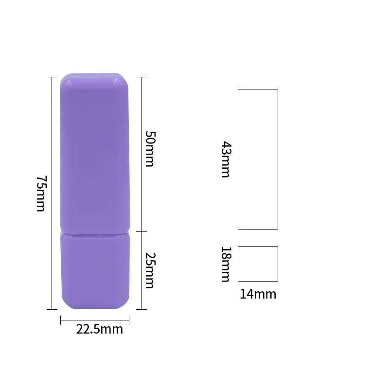 Frosted square lipstick tube container lip balm tube empty tube lip glaze tube cosmetic packaging material