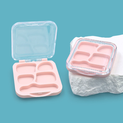 Popular four-color irregular eyeshadow box Square rounded corner 4-grid snap-on flip cover eyeshadow packaging can be customized
