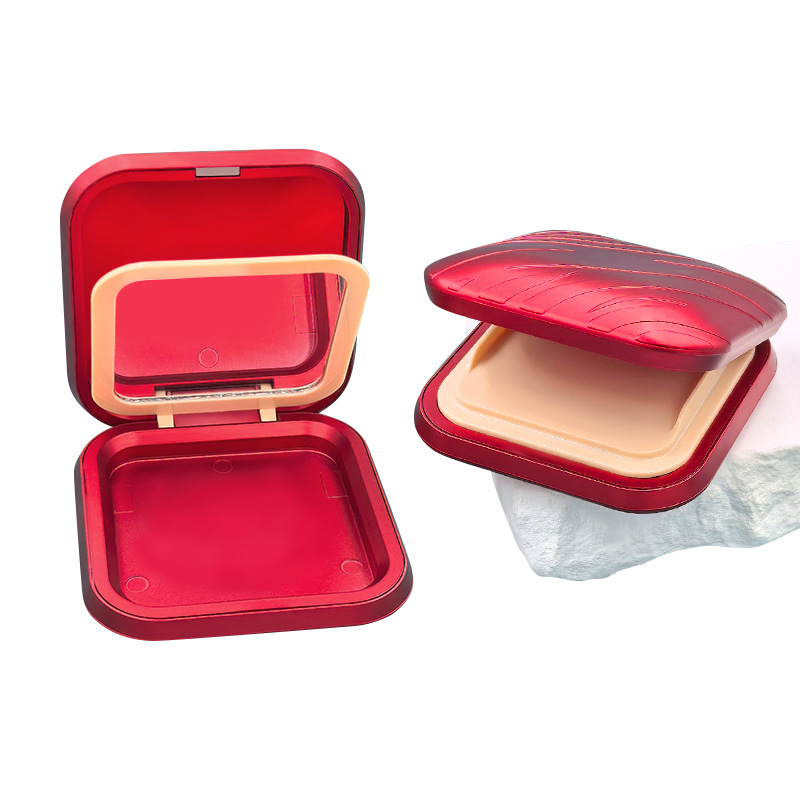 Magnetic double-layer powder box high-gloss blush box packaging material square rounded corner magnetic contour powder blush empty box