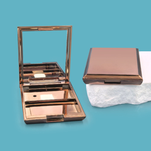 Square buckle double-grid powder box packaging material 8g high-gloss contouring plate with mirror blush box empty box makeup