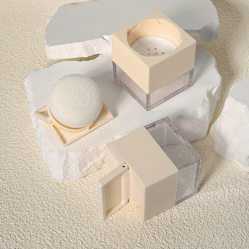 Wholesale square 5g flip cover elastic medium loose powder box loose powder packing cosmetic loose powder box