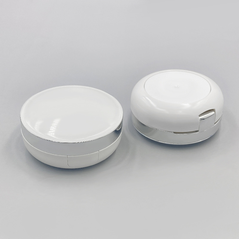 Round curved white silver edge air cushion packaging empty box BB cream packaging box sunscreen packaging