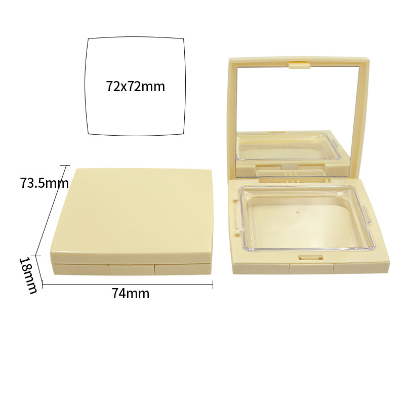 Square cream yellow flip powder box blush box highlight box with mirror DIY packaging box packaging material