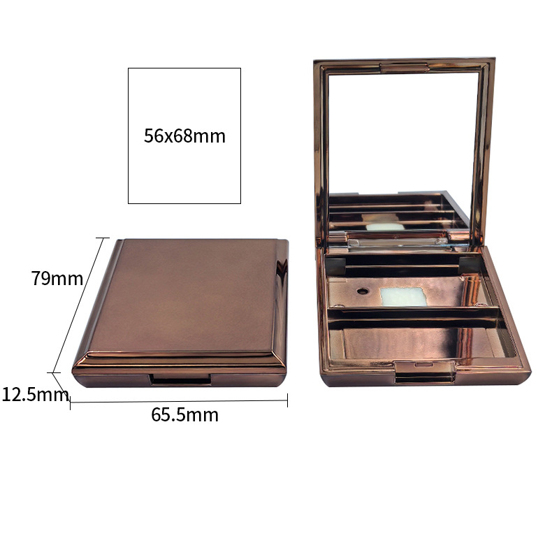 Square buckle double-grid powder box packaging material 8g high-gloss contouring plate with mirror blush box empty box makeup