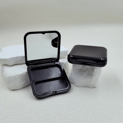 Powder box square buckle blush powder box high gloss powder blush box with mirror single layer two square powder box