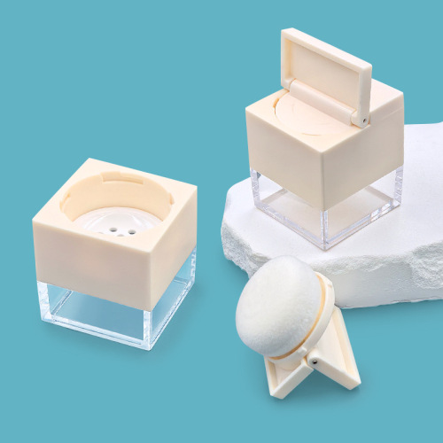 Wholesale square 5g flip cover elastic medium loose powder box loose powder packing cosmetic loose powder box