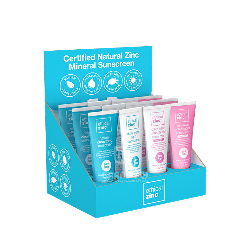 Factory direct supply facial cleanser paper display box display box supermarket countertop cosmetics display box pdq paper display box