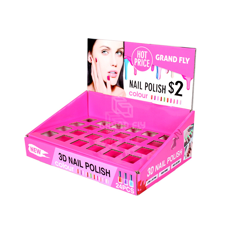 Custom nail polish countertop PDQ paper display box supermarket promotional display box shelf carton pdq paper display box