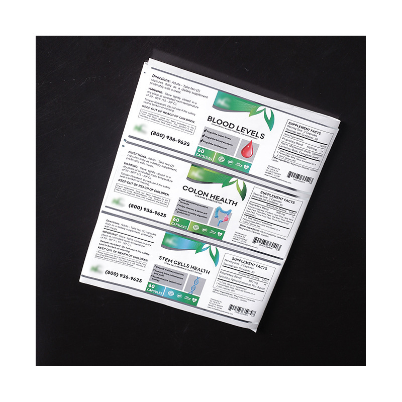 Coated paper pharmaceutical labels, manufacturers printing labels, cosmetic labels, self-adhesive laminating film stickers