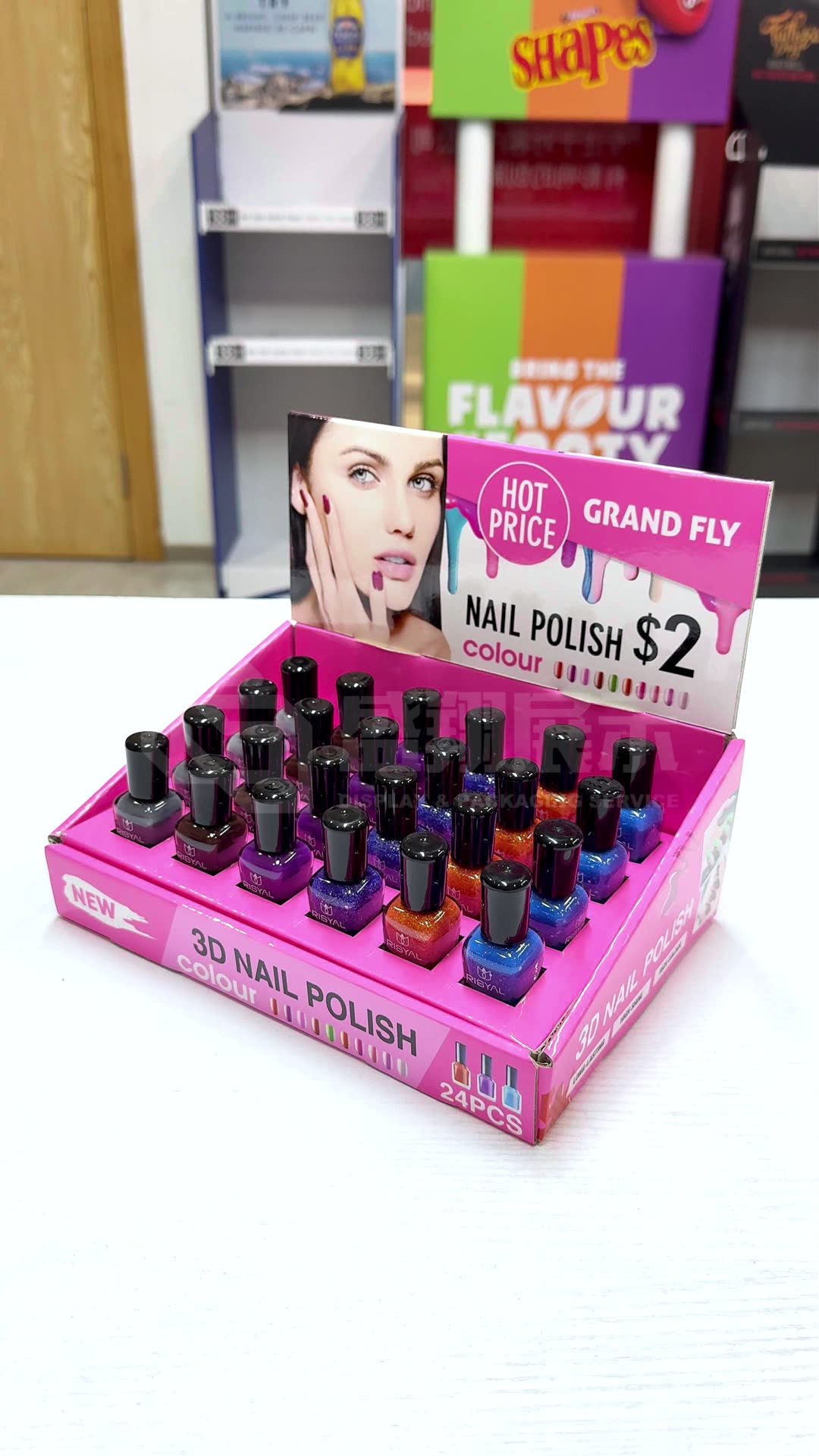Custom nail polish countertop PDQ paper display box supermarket promotional display box shelf carton pdq paper display box