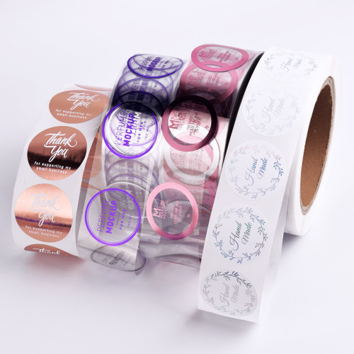 Custom roll self-adhesive label transparent QR code logo printing coated paper label trademark sticker customization