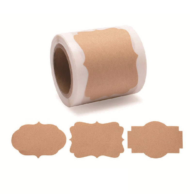 Printable and handwritten blank kraft paper stickers Bottle jar special-shaped brown waterproof stickers