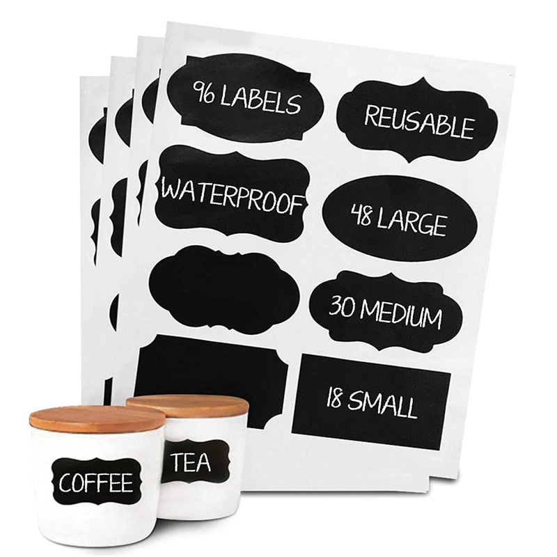 Custom high quality blackboard labels hand-writable erasable waterproof reusable watercolor chalk stickers lace jars
