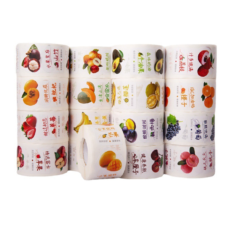 Small batch fruit food self-adhesive label stickers customized PVC round cake fresh vegetable sealing stickers