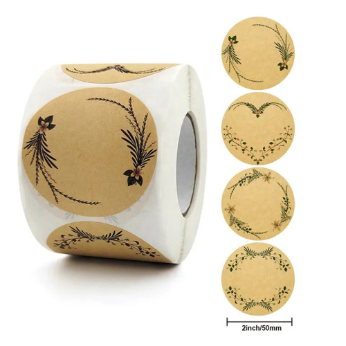 Kraft paper flower plant stickers gift packaging handwritten blessing stickers sealing decorative stickers