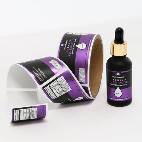 Customized cosmetic dropper bottle packaging labels, roll-type self-adhesive labels, color-printed and gold-stamped PVC stickers