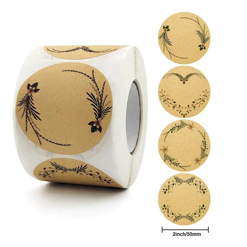 Gift packaging handwritten blessing stickers sealing stickers custom kraft paper flower plant stickers