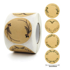 Gift packaging handwritten blessing stickers sealing stickers custom kraft paper flower plant stickers