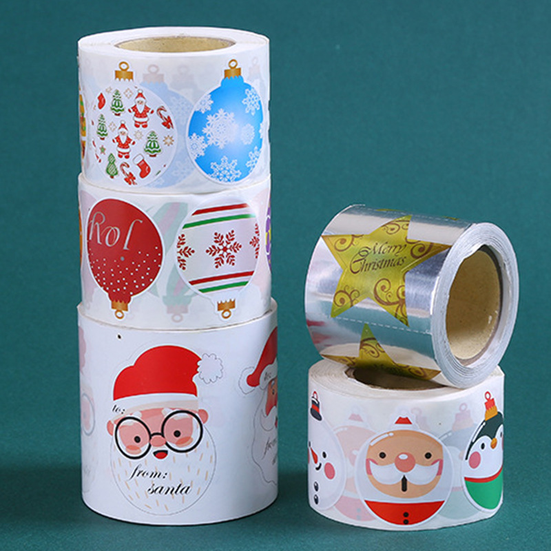 Roll Christmas Sticker Holiday Decoration Gift Baking Merry Christmas Sticker Label