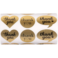 Kraft paper self-adhesive label stickers custom heart-shaped bubble-shaped Thank you colorful packaging sealing stickers