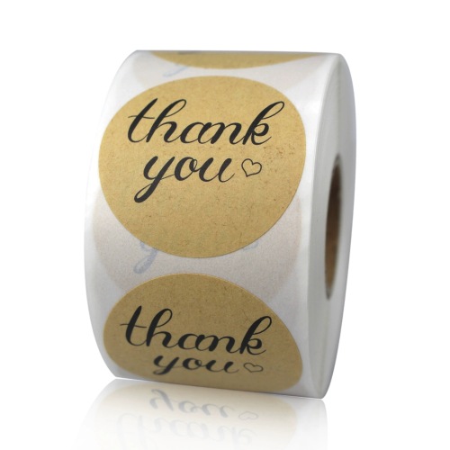 Roll-packed hot-stamped rose gold thank you stickers with optional patterns for decorative stickers, baking seal stickers, packaging box labels