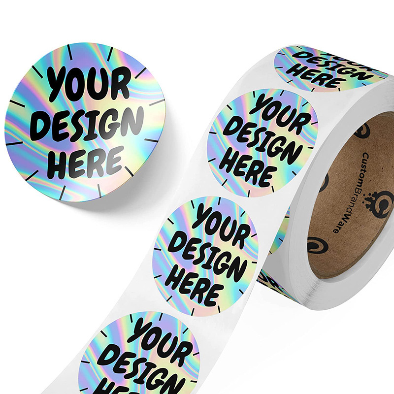Rainbow laser round square sticker stickers custom thank you gift decoration thank you stickers