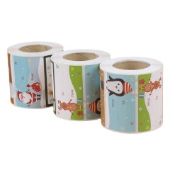 Coated paper roll stickers custom square color waterproof handwritten Christmas decoration stickers