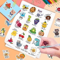 Cartoon stickers Children's colorful irregular stickers Suitcase notebook pen holder A4 self-adhesive transparent labels