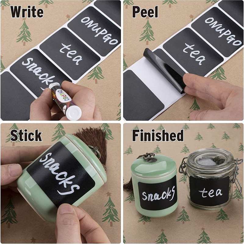 Coated paper self-adhesive label stickers custom watercolor handwritten erasable jar glass bottle special-shaped stickers