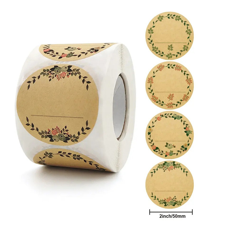 Gift packaging handwritten blessing stickers sealing stickers custom kraft paper flower plant stickers